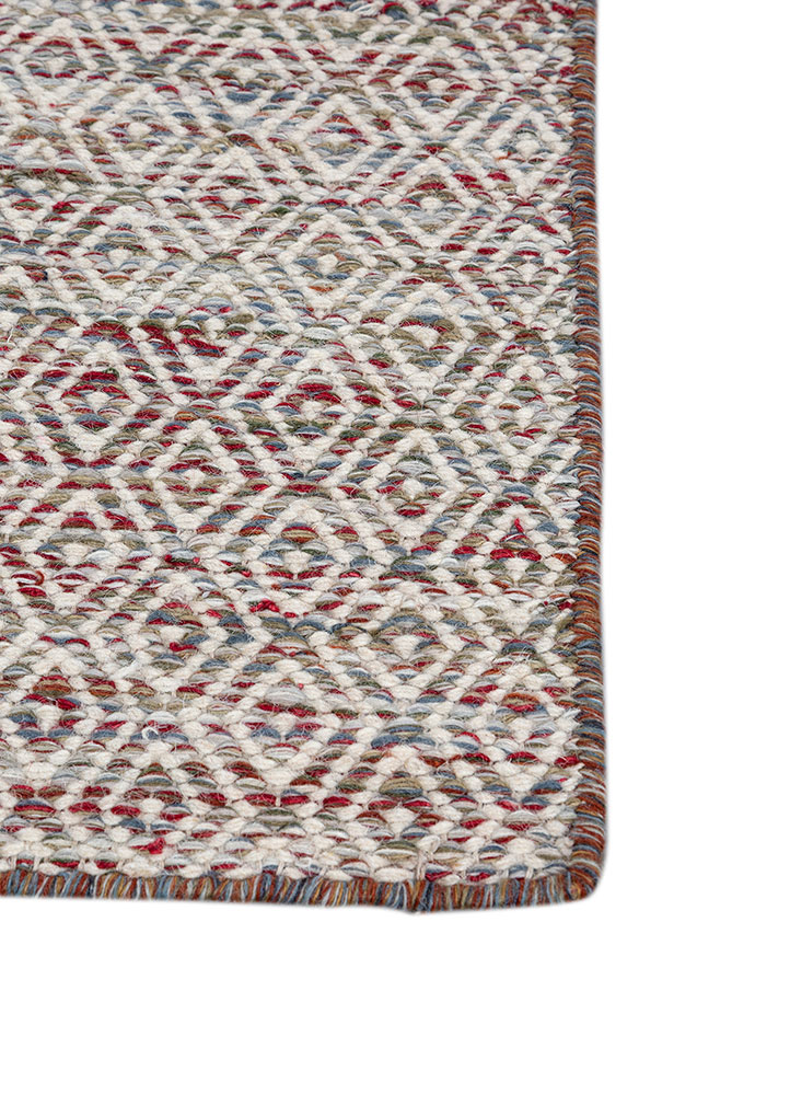 abrash red and orange wool and viscose flat weaves Rug - Corner