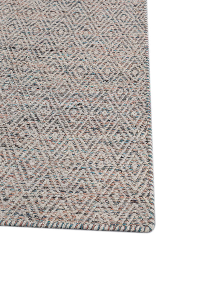 abrash red and orange wool and viscose flat weaves Rug - Corner