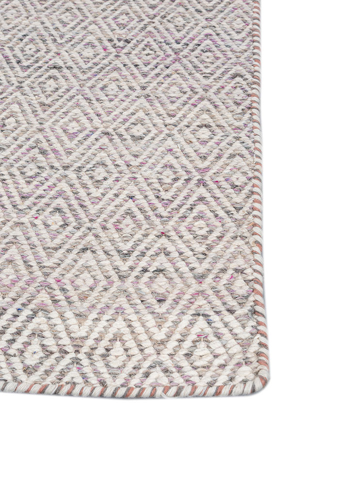 abrash pink and purple wool and viscose flat weaves Rug - Corner