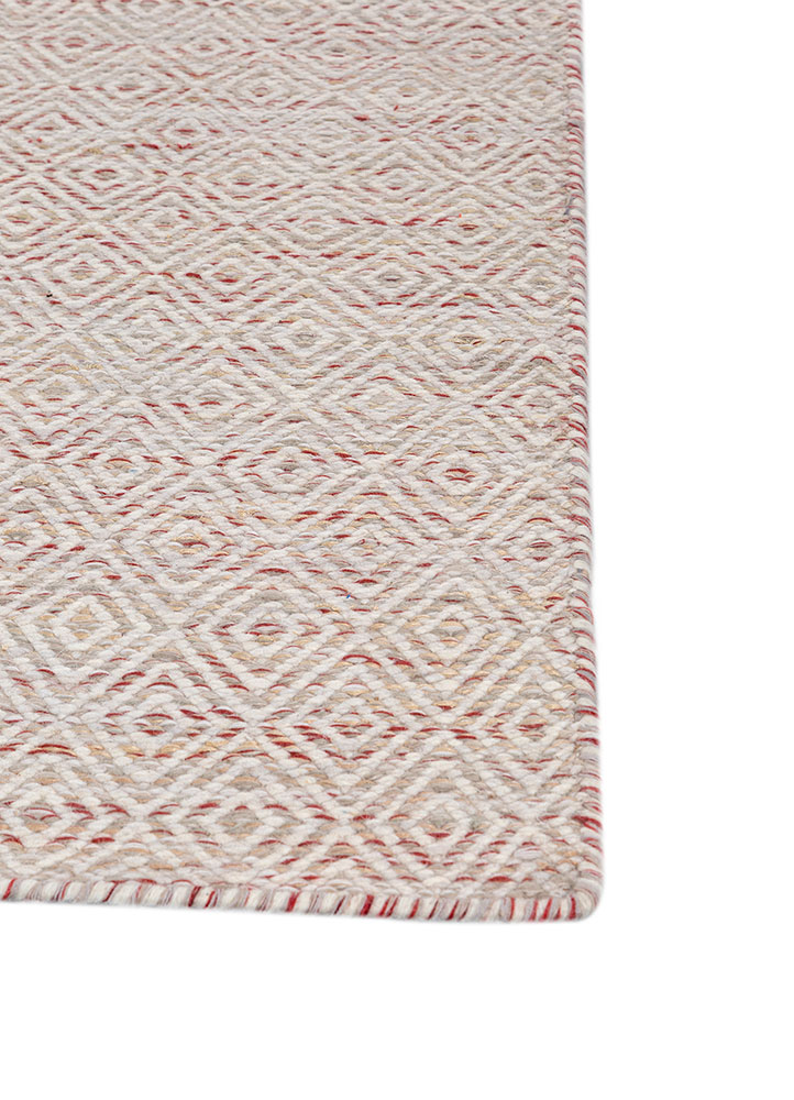 abrash red and orange wool and viscose flat weaves Rug - Corner