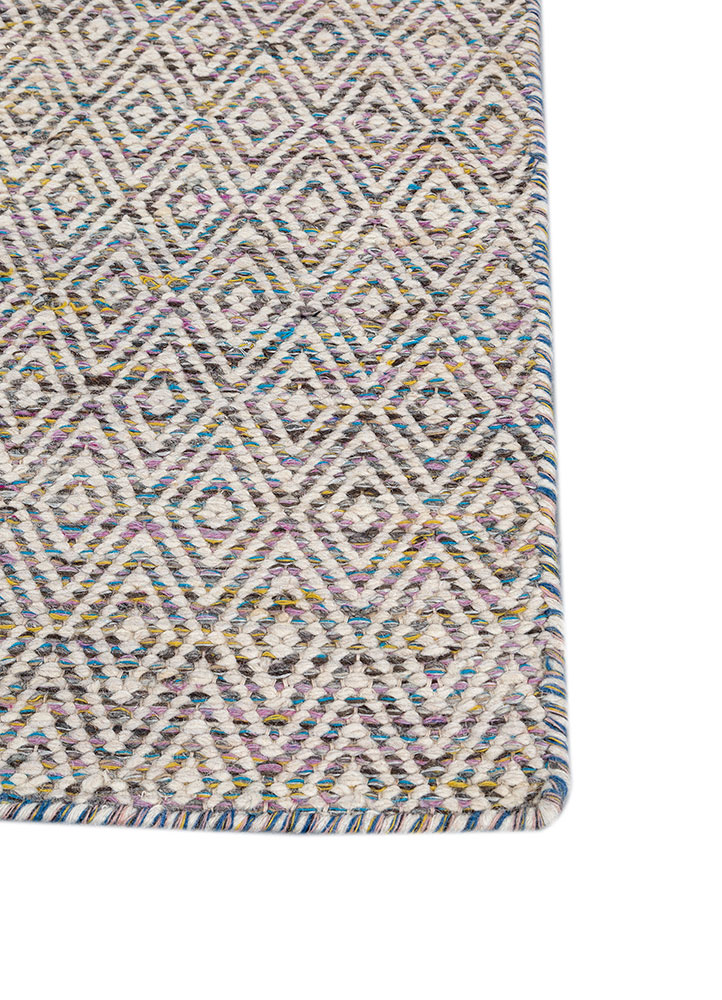 abrash pink and purple wool and viscose flat weaves Rug - Corner