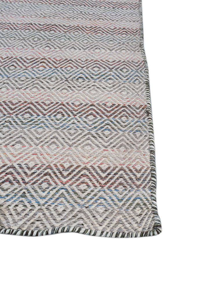 abrash red and orange wool and viscose flat weaves Rug - Corner