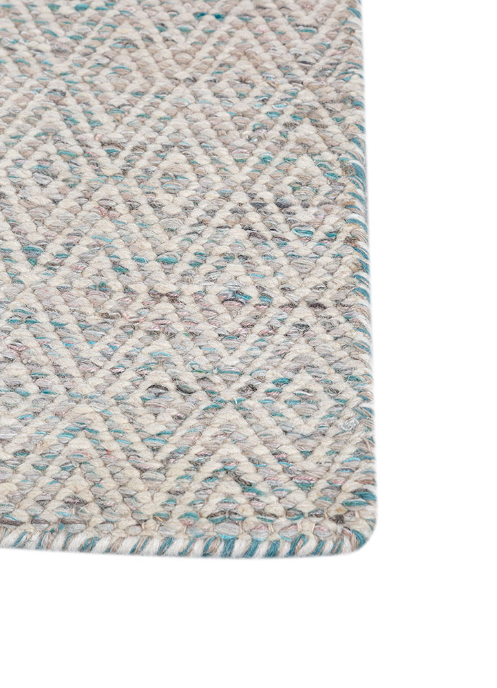 abrash blue wool and viscose flat weaves Rug - Corner