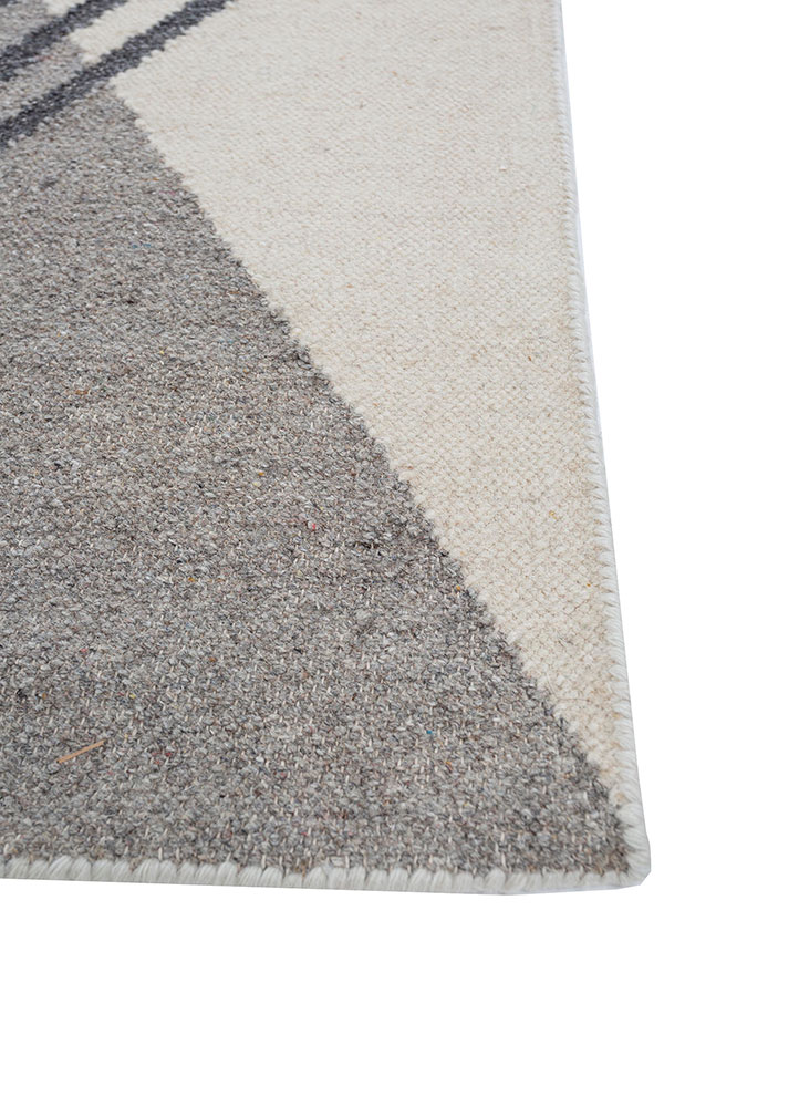 checkers grey and black wool and viscose flat weaves Rug - Corner