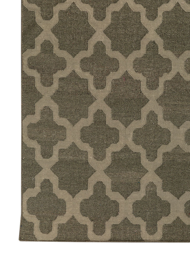 indusbar green wool and viscose flat weaves Rug - Corner