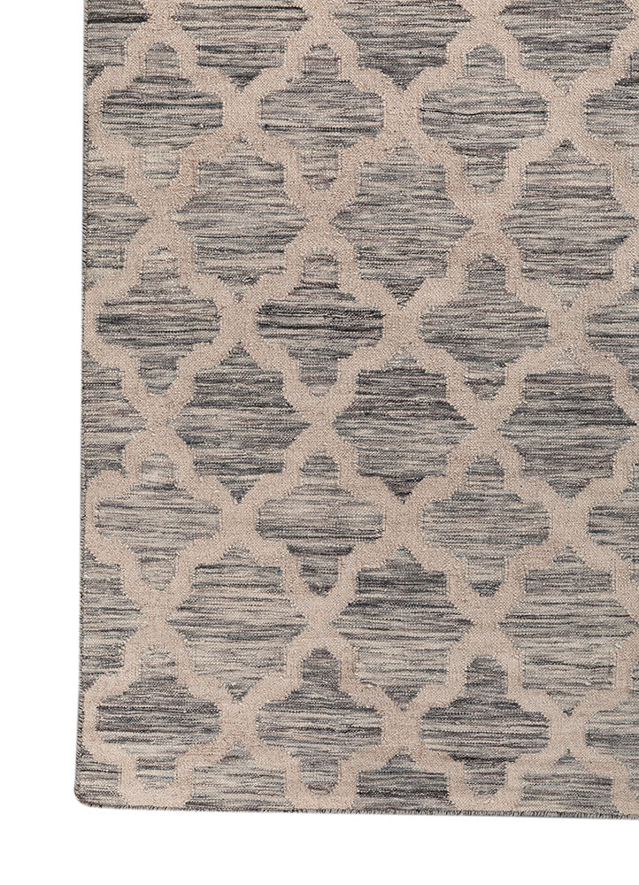 indusbar blue wool and viscose flat weaves Rug - Corner