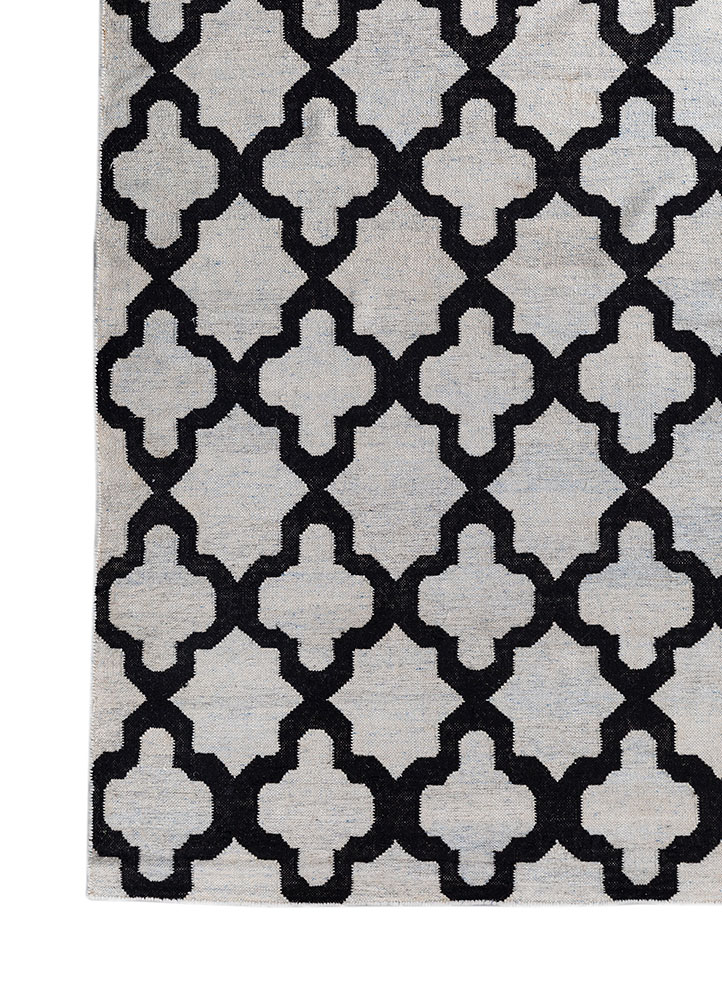 indusbar grey and black wool and viscose flat weaves Rug - Corner