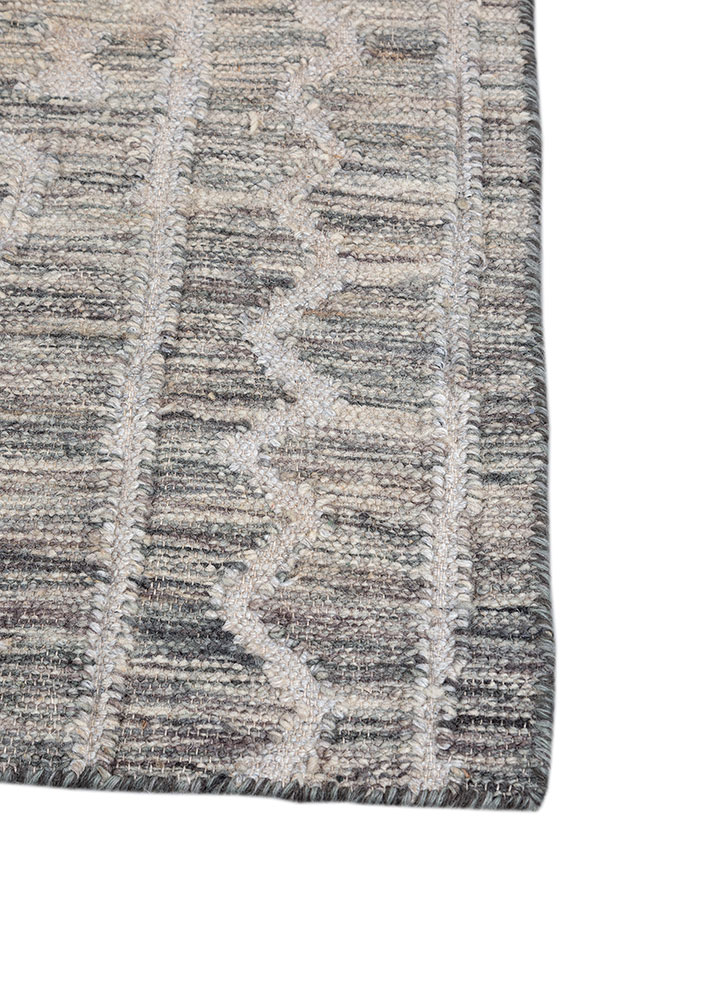 bedouin blue wool and viscose flat weaves Rug - Corner