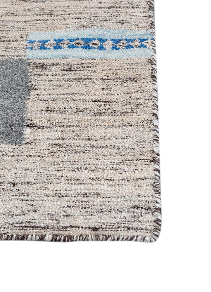 bedouin grey and black wool and viscose flat weaves Rug - Corner