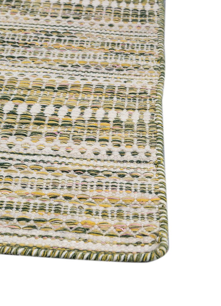 abrash green wool and viscose flat weaves Rug - Corner