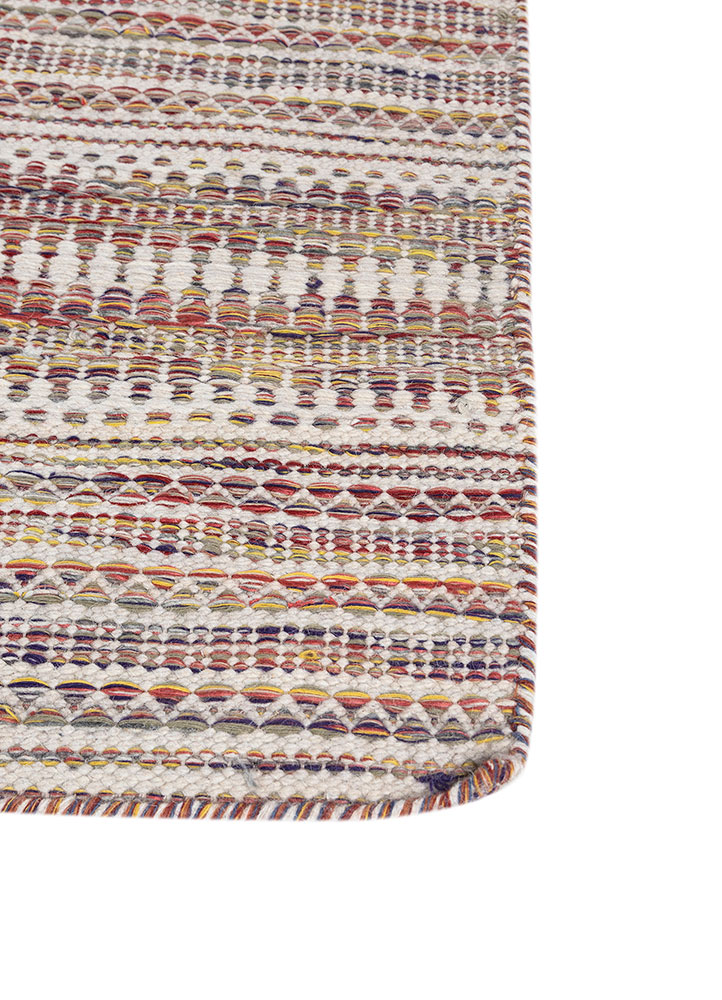 abrash red and orange wool and viscose flat weaves Rug - Corner