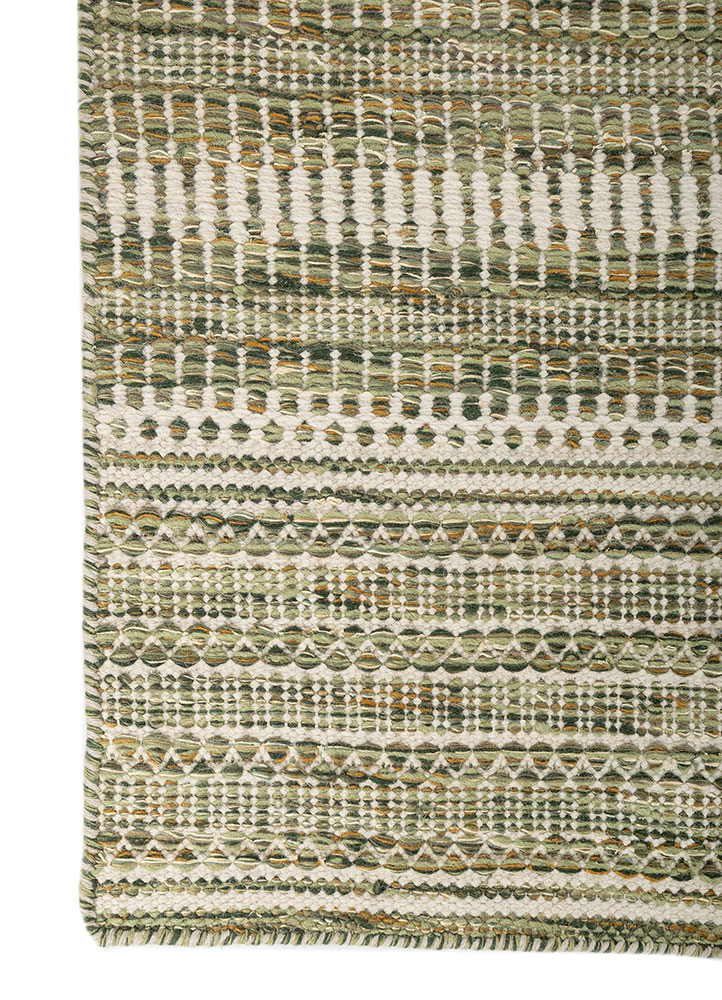 abrash ivory wool and viscose flat weaves Rug - Corner