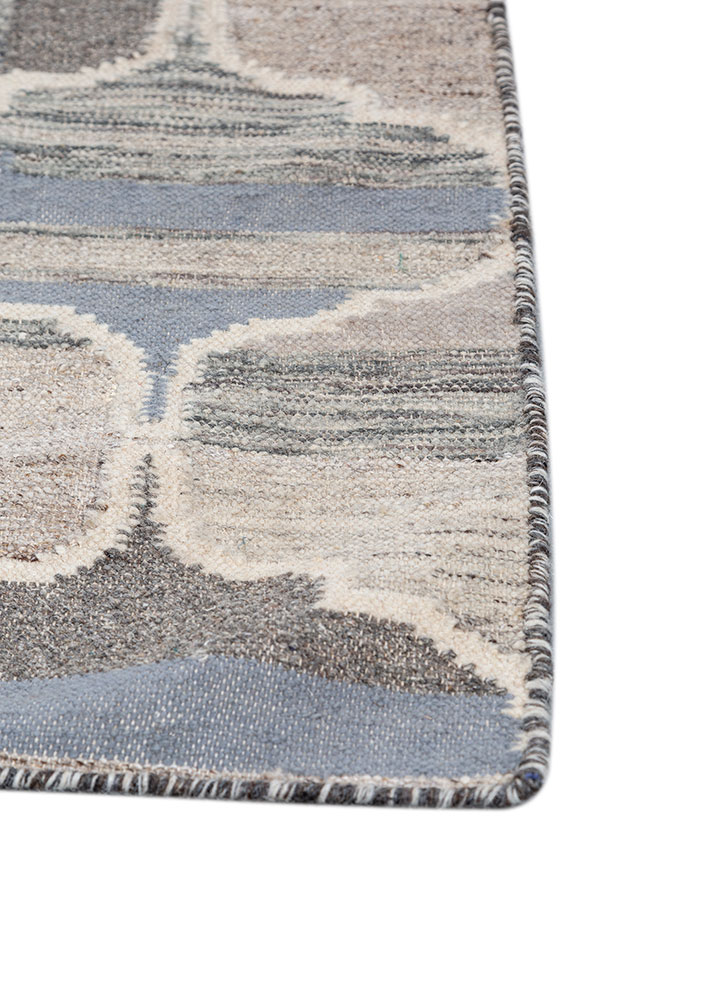 indusbar ivory wool and viscose flat weaves Rug - Corner