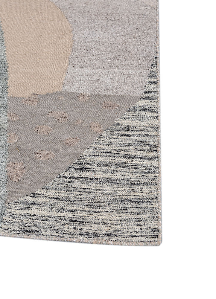 orenda grey and black wool and viscose flat weaves Rug - Corner