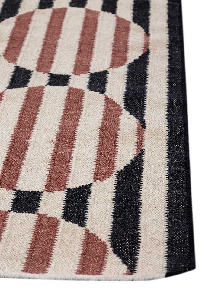 checkers ivory wool and viscose flat weaves Rug - Corner