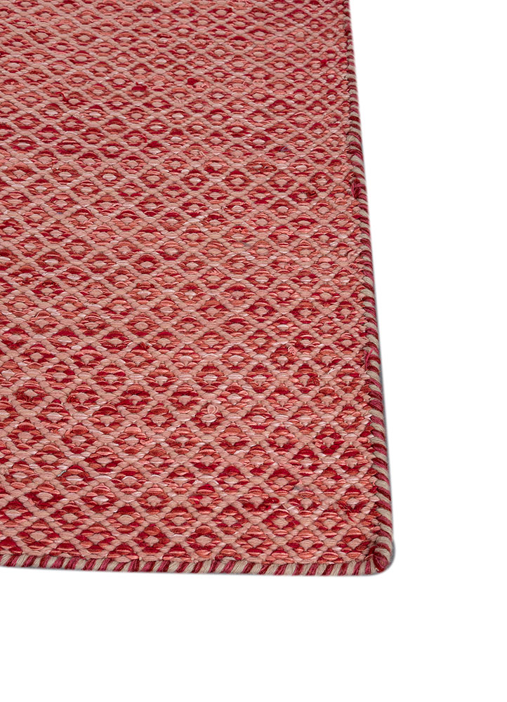 abrash red and orange wool and viscose flat weaves Rug - Corner