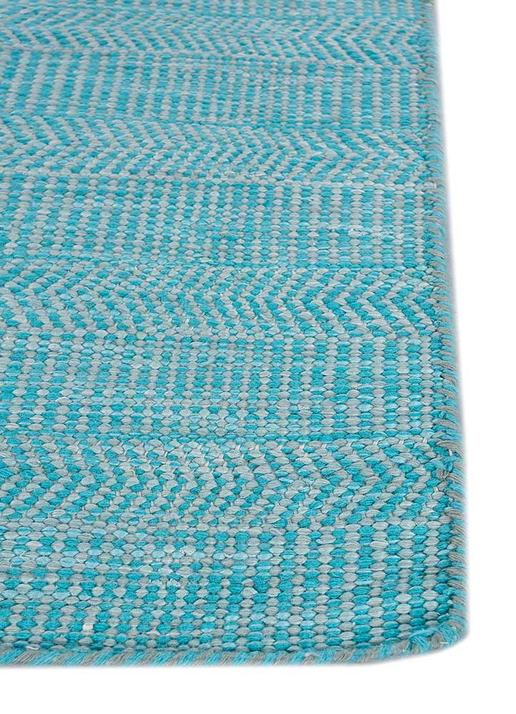 abrash blue wool and viscose flat weaves Rug - Corner