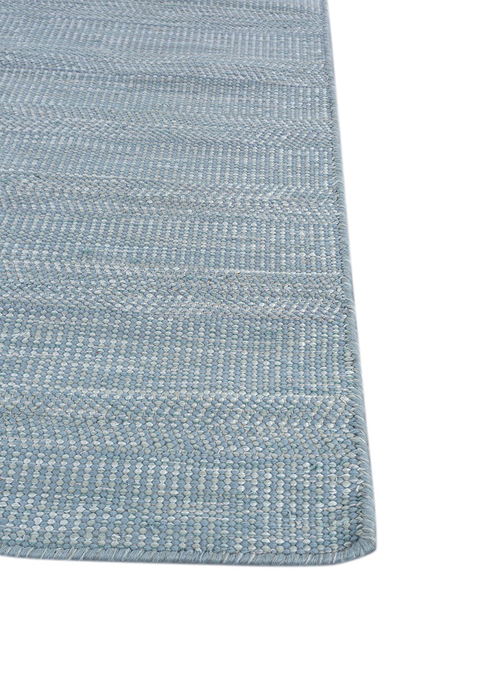abrash blue wool and viscose flat weaves Rug - Corner