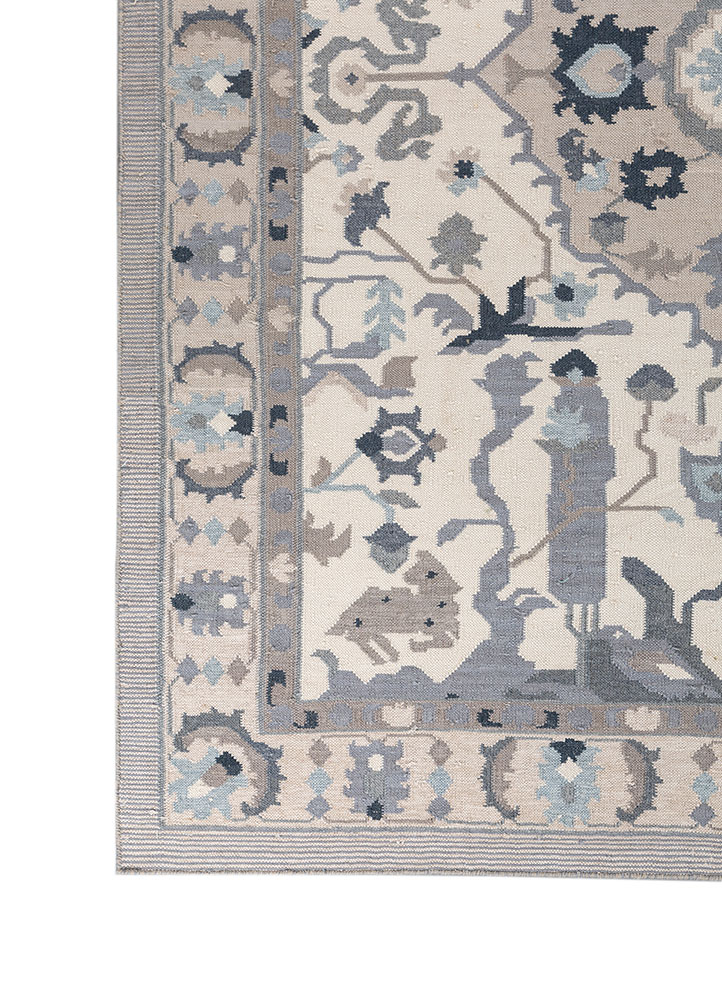 bedouin ivory wool and viscose flat weaves Rug - Corner