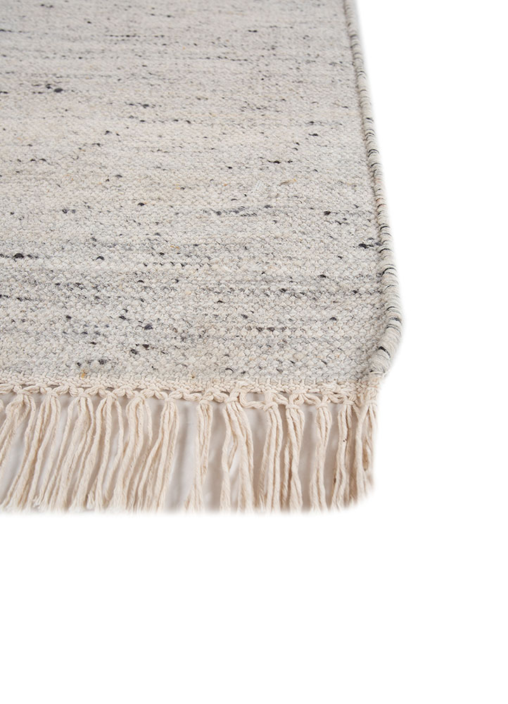 abrash ivory wool and viscose flat weaves Rug - Corner
