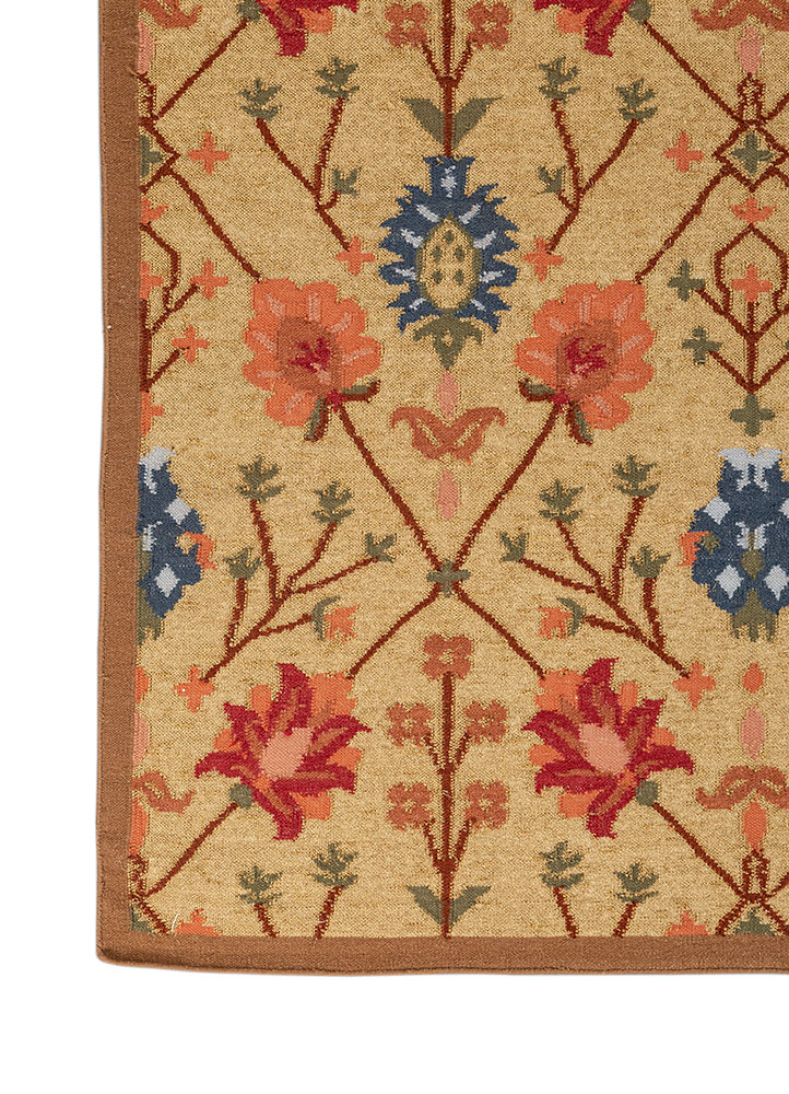 bedouin gold wool flat weaves Rug - Corner