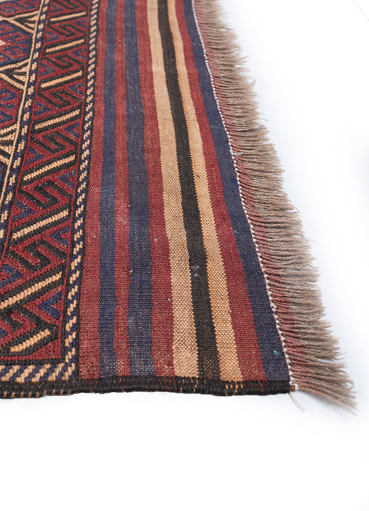 kiaan red and orange wool hand knotted Rug - Corner