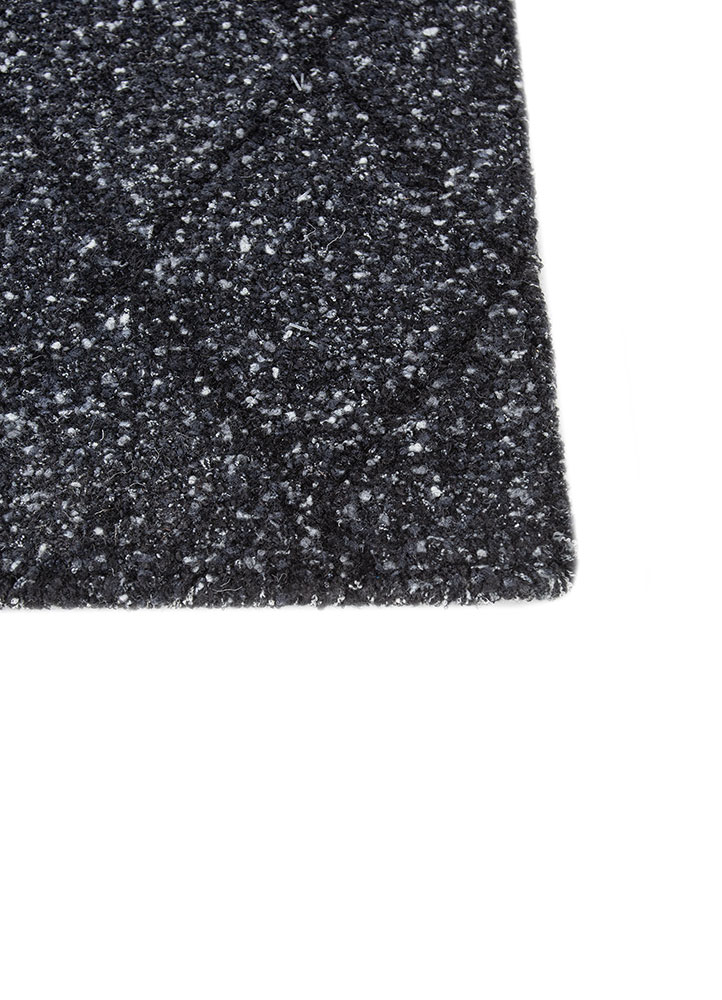 atelier grey and black wool and silk hand knotted Rug - Corner