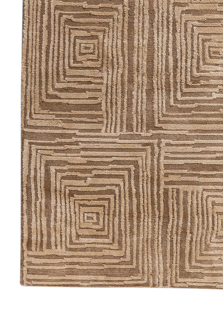 verve beige and brown acrylic hand knotted Rug - Corner