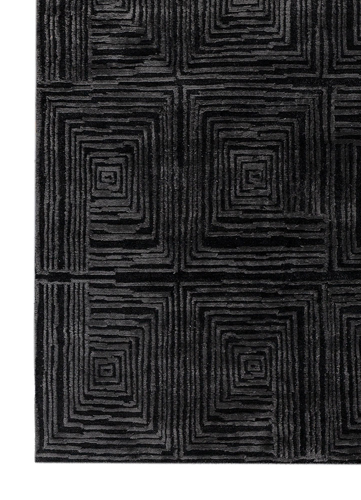 verve grey and black acrylic hand knotted Rug - Corner