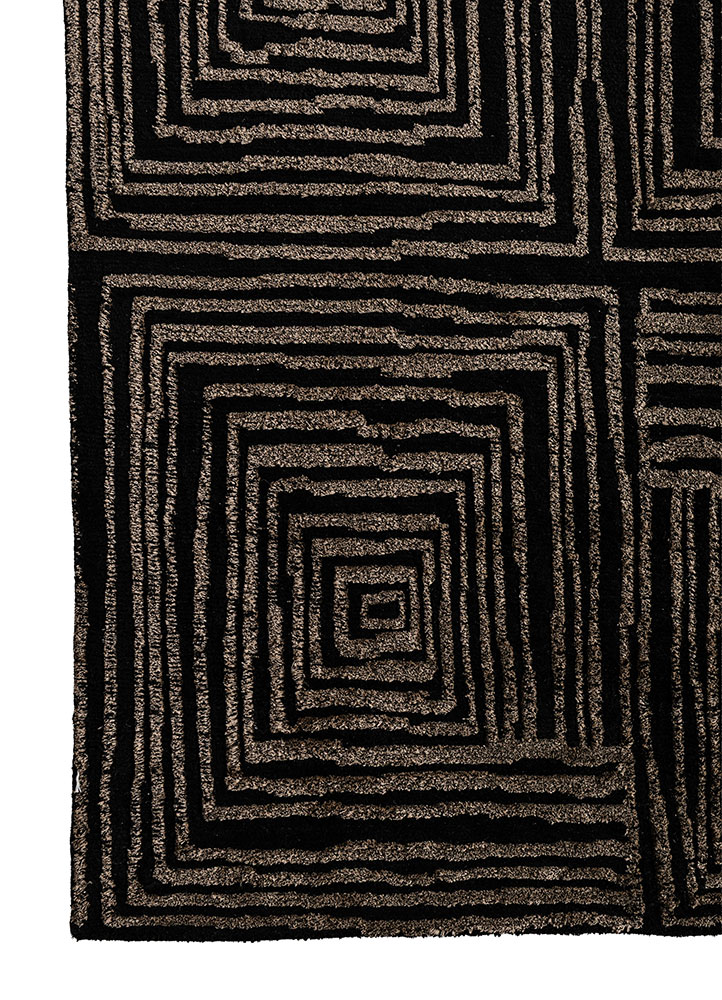 verve grey and black acrylic hand knotted Rug - Corner