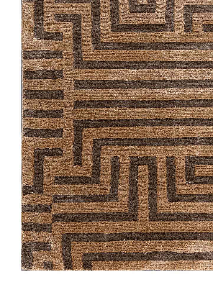 blythe beige and brown acrylic hand knotted Rug - Corner