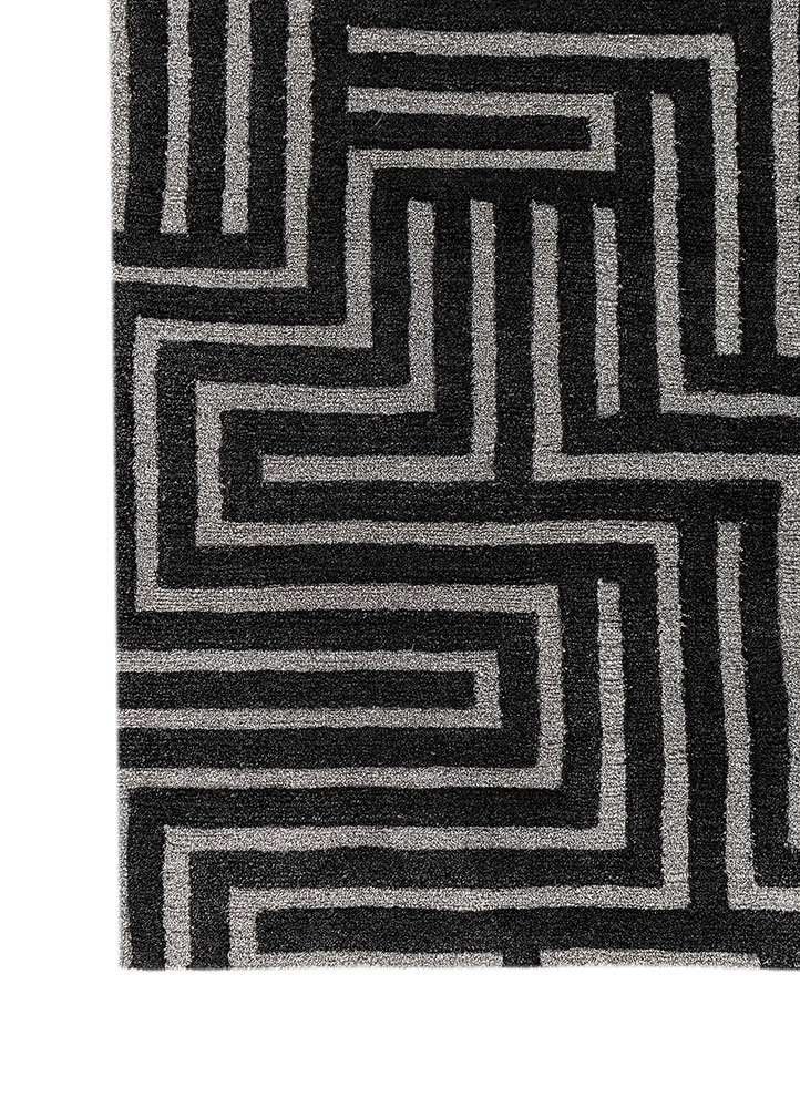 blythe grey and black acrylic hand knotted Rug - Corner
