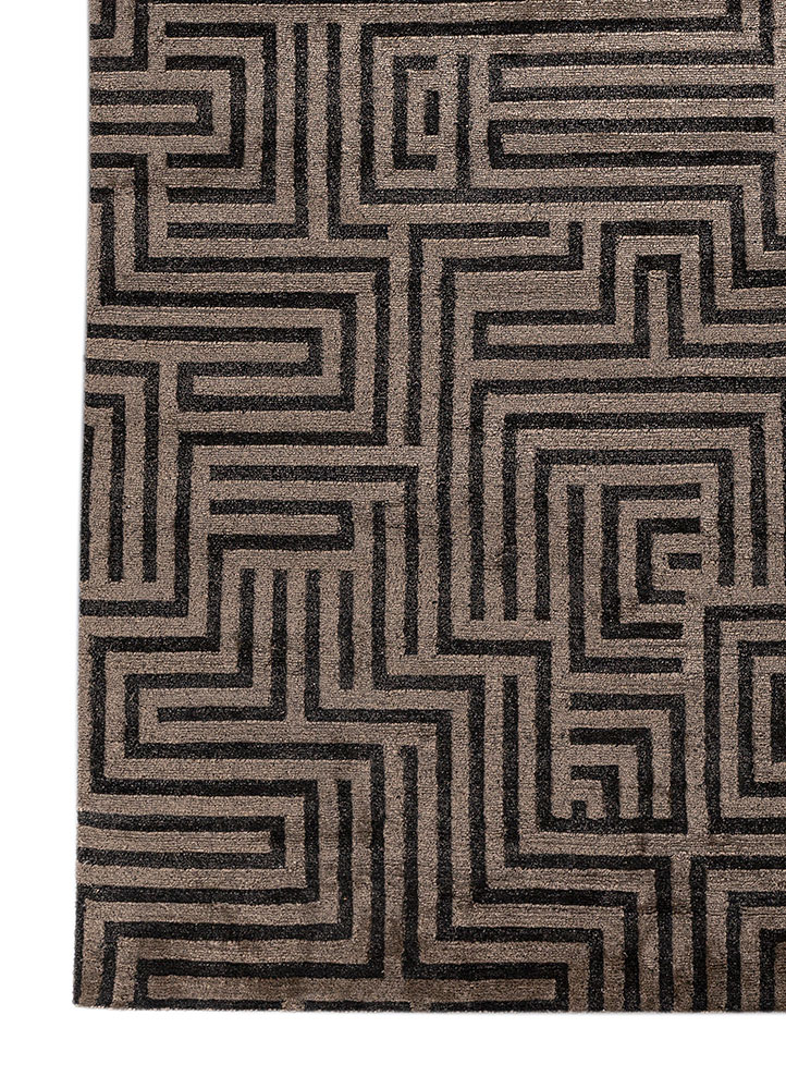 blythe beige and brown acrylic hand knotted Rug - Corner