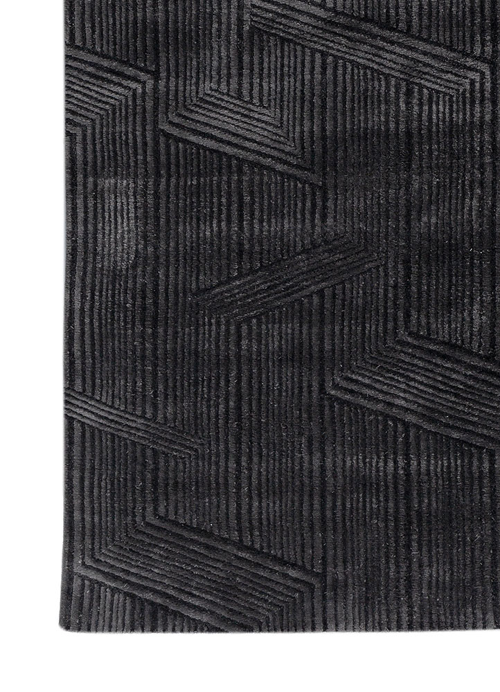 verve grey and black acrylic hand knotted Rug - Corner