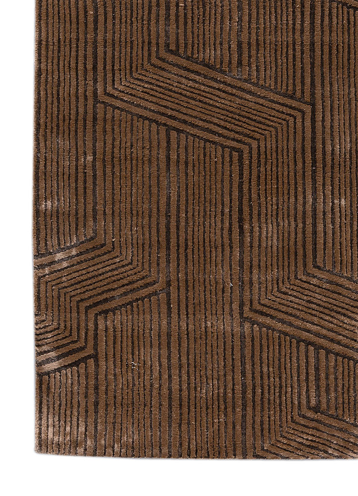 blythe beige and brown acrylic hand knotted Rug - Corner