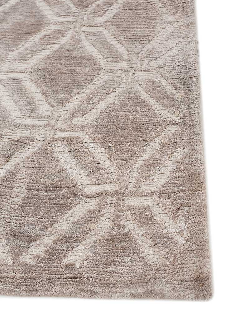 azalea beige and brown bamboo silk hand knotted Rug - Corner