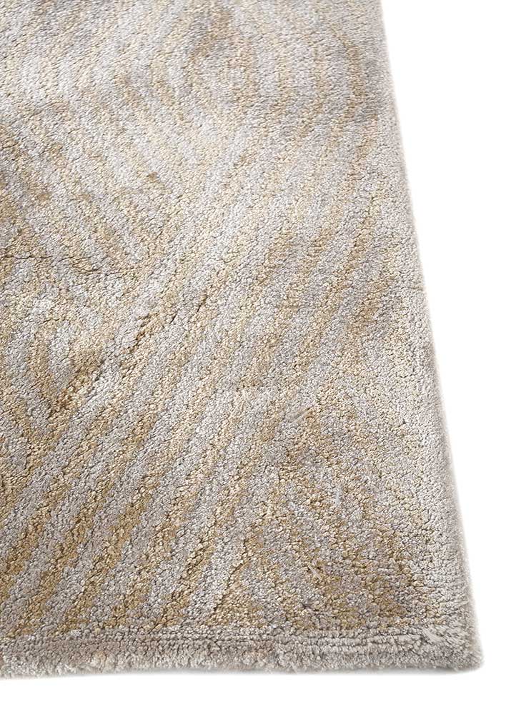 azalea ivory bamboo silk hand knotted Rug - Corner