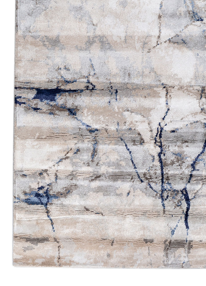 entropy ivory bamboo silk hand knotted Rug - Corner