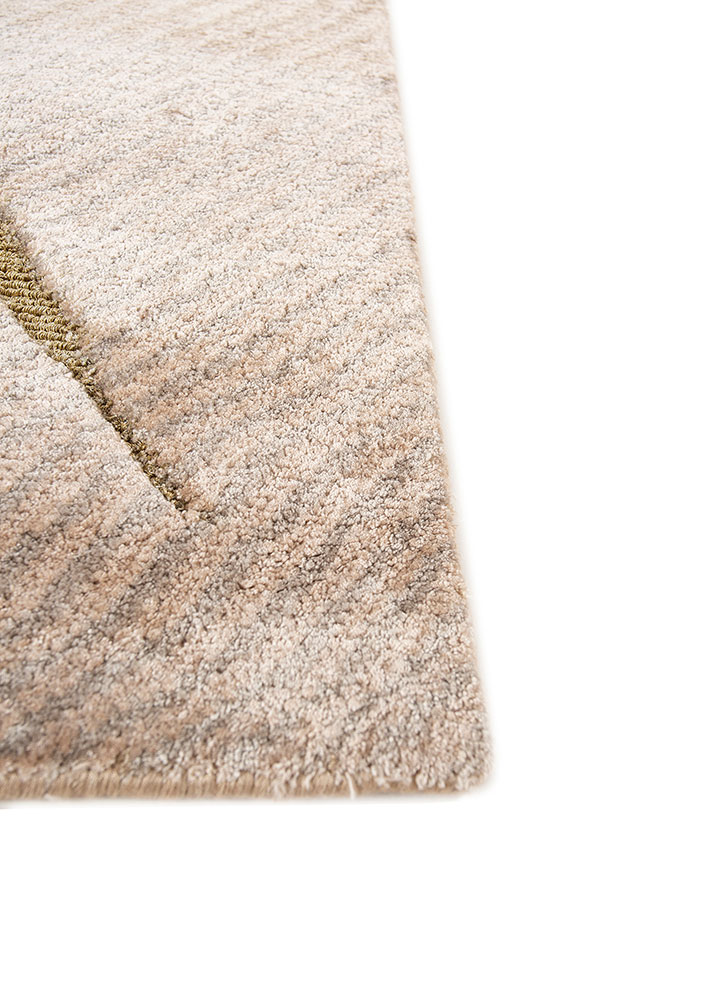 azalea beige and brown bamboo silk hand knotted Rug - Corner