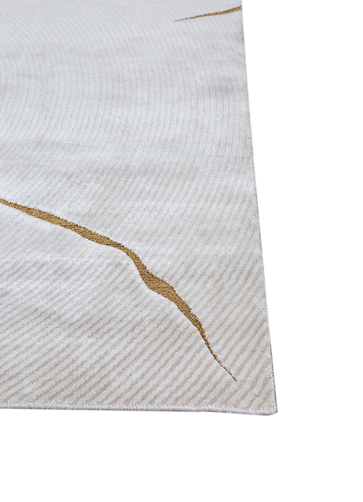 azalea ivory bamboo silk and zari hand knotted Rug - Corner