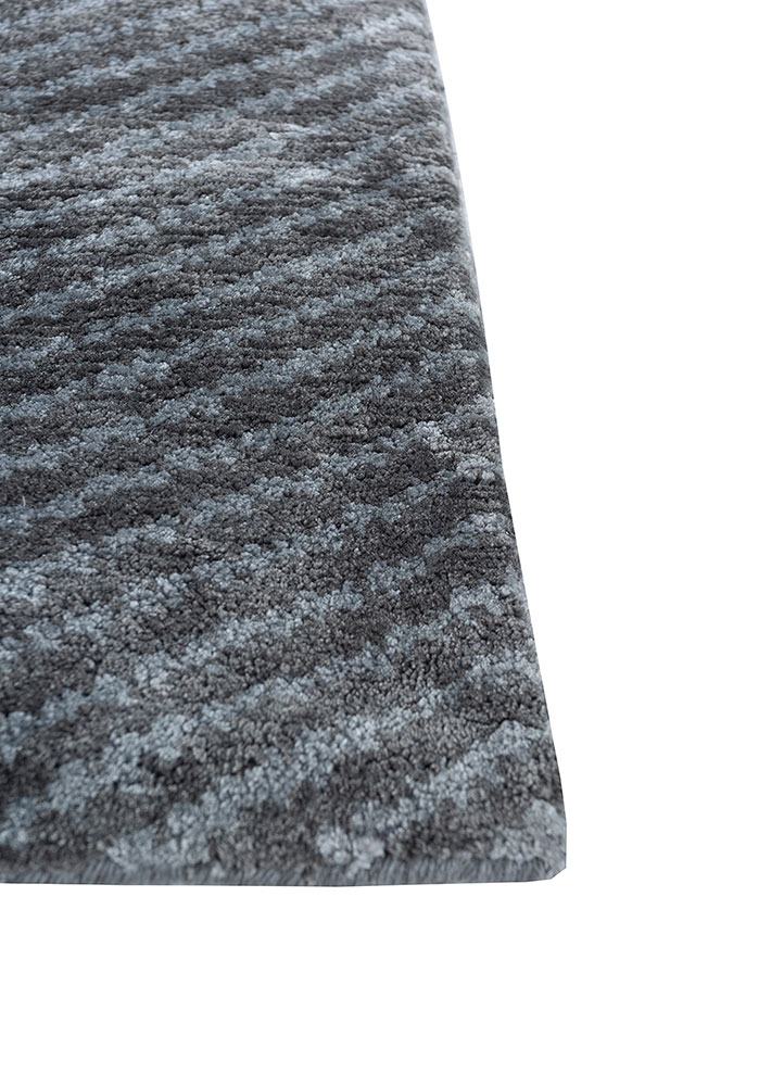 azalea blue bamboo silk hand knotted Rug - Corner