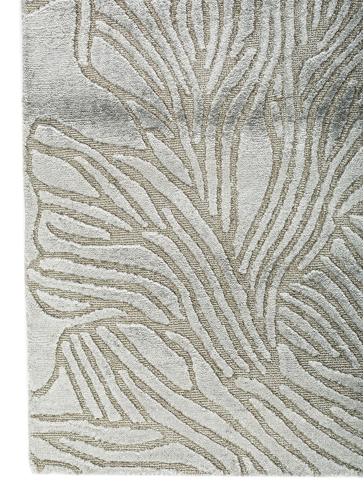 azalea blue bamboo silk and zari hand knotted Rug - Corner