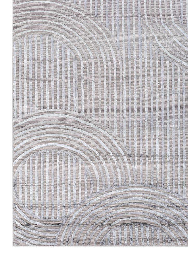azalea grey and black wool and bamboo silk hand knotted Rug - Corner