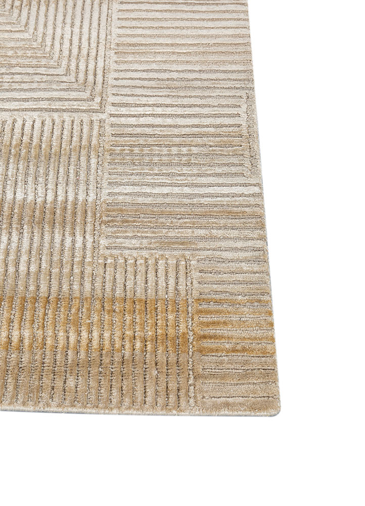 azalea gold wool and bamboo silk hand knotted Rug - Corner