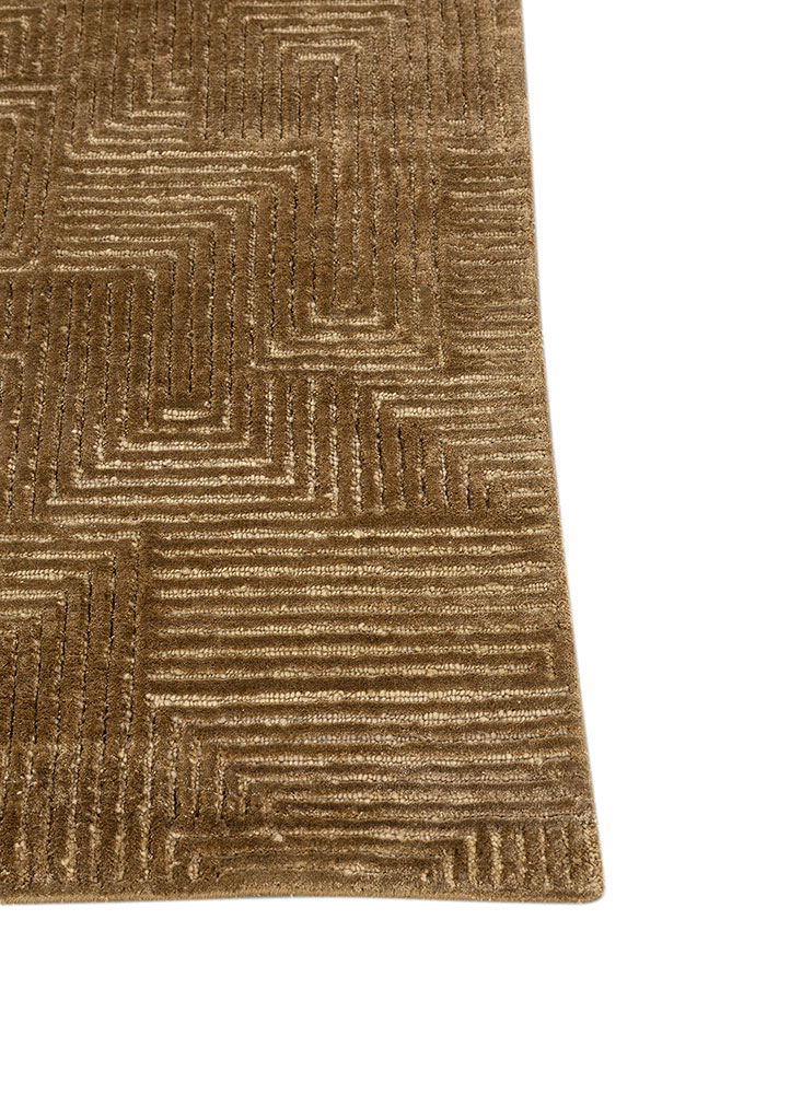 azalea gold wool and bamboo silk hand knotted Rug - Corner