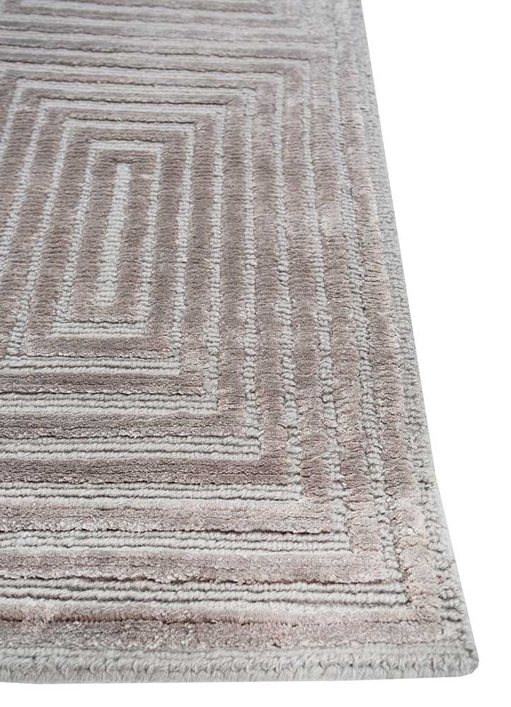 azalea grey and black wool and bamboo silk hand knotted Rug - Corner
