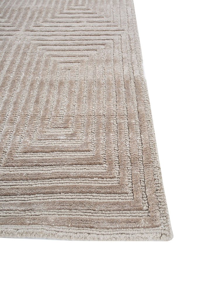 azalea grey and black wool and bamboo silk hand knotted Rug - Corner