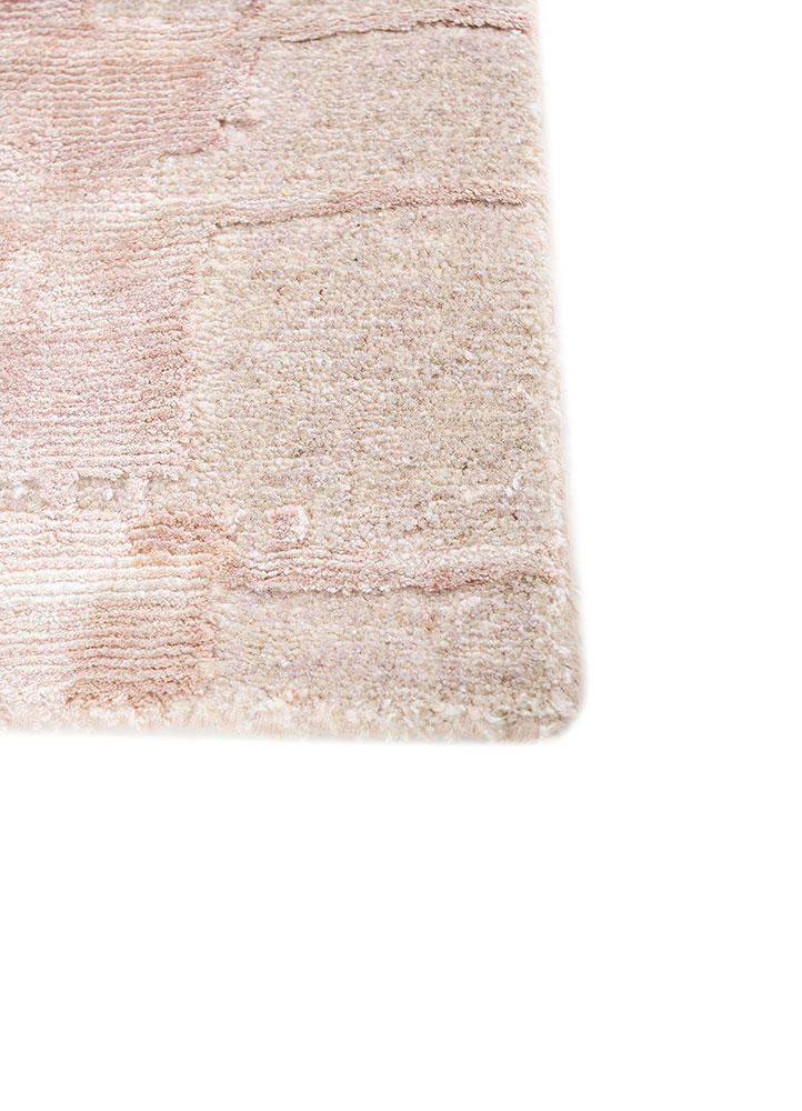 manifest beige and brown wool and bamboo silk hand knotted Rug - Corner