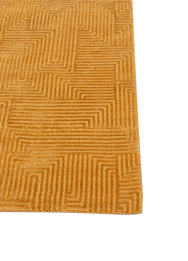 azalea gold wool and bamboo silk hand knotted Rug - Corner