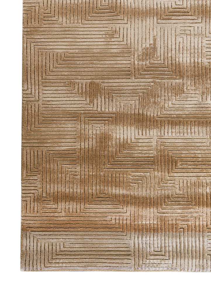 azalea gold wool and bamboo silk hand knotted Rug - Corner